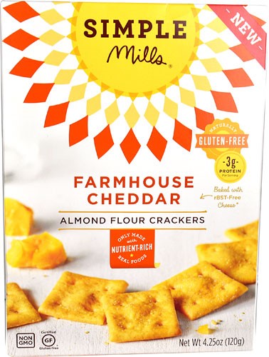 Simple Mills Almond Flour Crackers Gluten Free Farmhouse Cheddar - 4.25 Oz