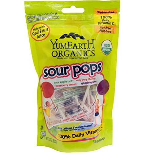 Yummy Earth, Organics, Sour Pops, Flavor Assortment, 14 Lollipops, 3 Oz Pack of 2