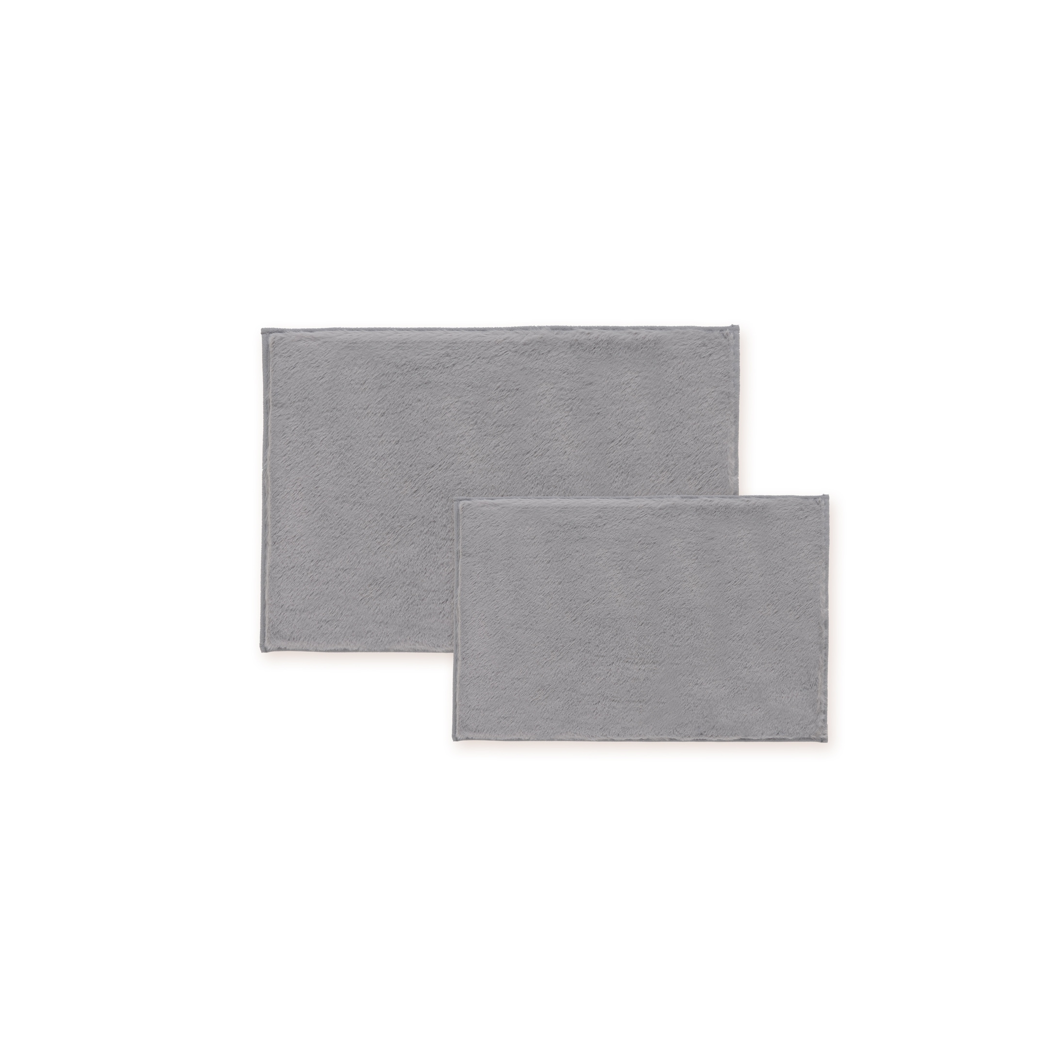 Bibb Home 5674 2 Piece Faux Fur Bath Mat Set Silver