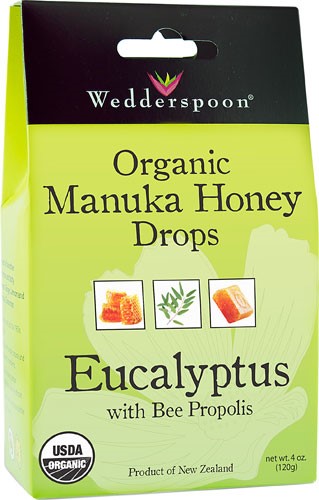 Wedderspoon Organic Manuka Honey Drops Eucalyptus with Bee Propolis - 4 Oz Pack of 2