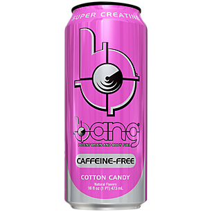 Bang Caffeine Free Cotton Candy Energy Drink, 0 Calories, Sugar Free with Super Creatine, 16oz, 12 Count