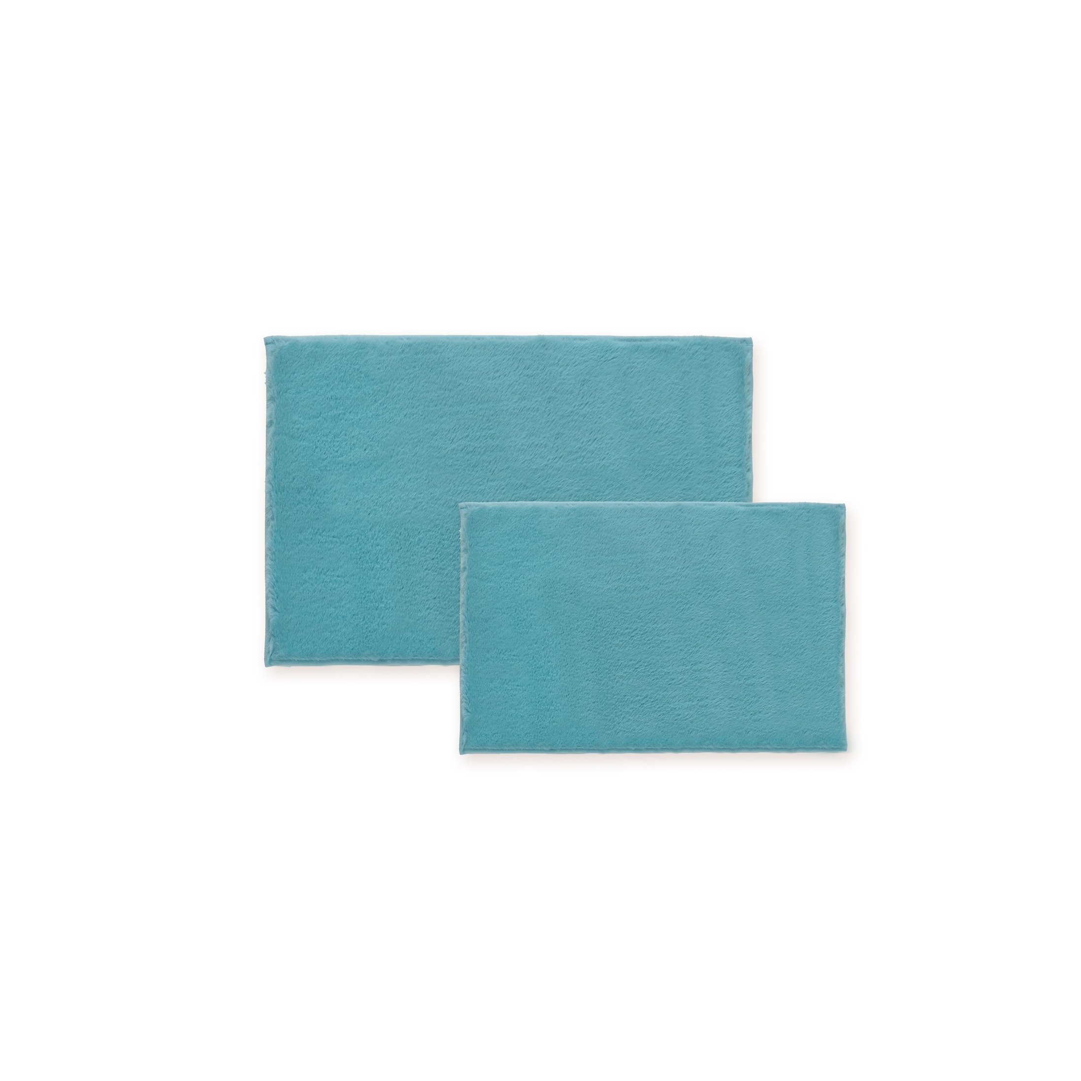 Bibb Home 5674 2 Piece Faux Fur Bath Mat Set Aqua