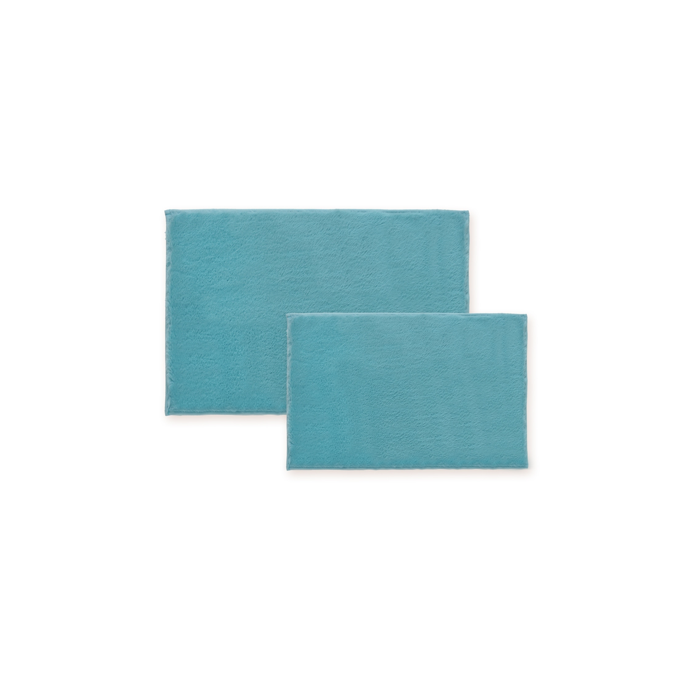 Bibb Home 5674 2 Piece Faux Fur Bath Mat Set Aqua thumbnail