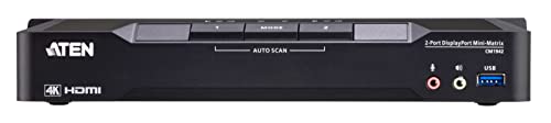 Aten 18 Port 2 Displays USB DisplayPort KVM Switch 3.5mm Audio Jack Female 4096 X 2160 Pixel Maximum Resolution thumbnail