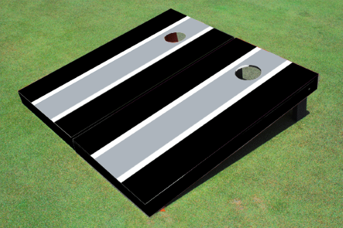 Gray and Black Matching Long Stripe Custom Cornhole Board