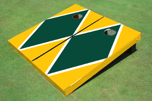 Green and Yellow Matching Diamond Custom Cornhole Board