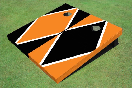 Black and Orange Alternating Diamond Custom Cornhole Board