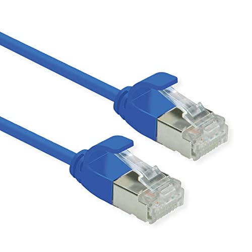 Roline RJ45, 2 M Cat6a Ethernet Cable, Blue Straight to Male Straight Male, FTP Low Smoke Zero Halogen Sheath