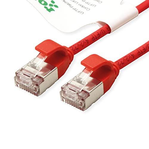 ROLINE GREEN U/FTP Patch Cable Cat.6A (Class EA), LSOH, Slim, Red, 1 M