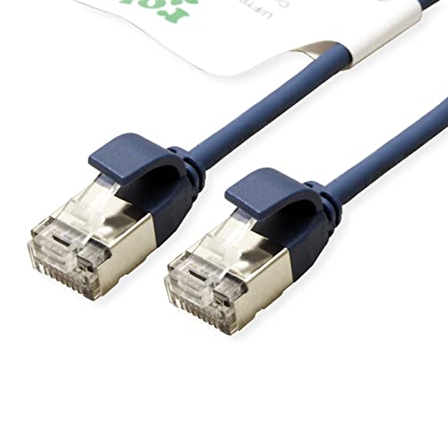 ROLINE GREEN U/FTP Patch Cable Cat.6A (Class EA), LSOH, Slim, Blue, 1 M