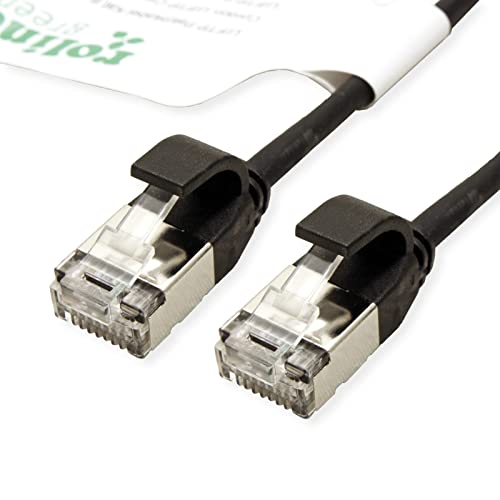 ROLINE GREEN U/FTP Patch Cable Cat.6A (Class EA), LSOH, Slim, Black, 0.3 M