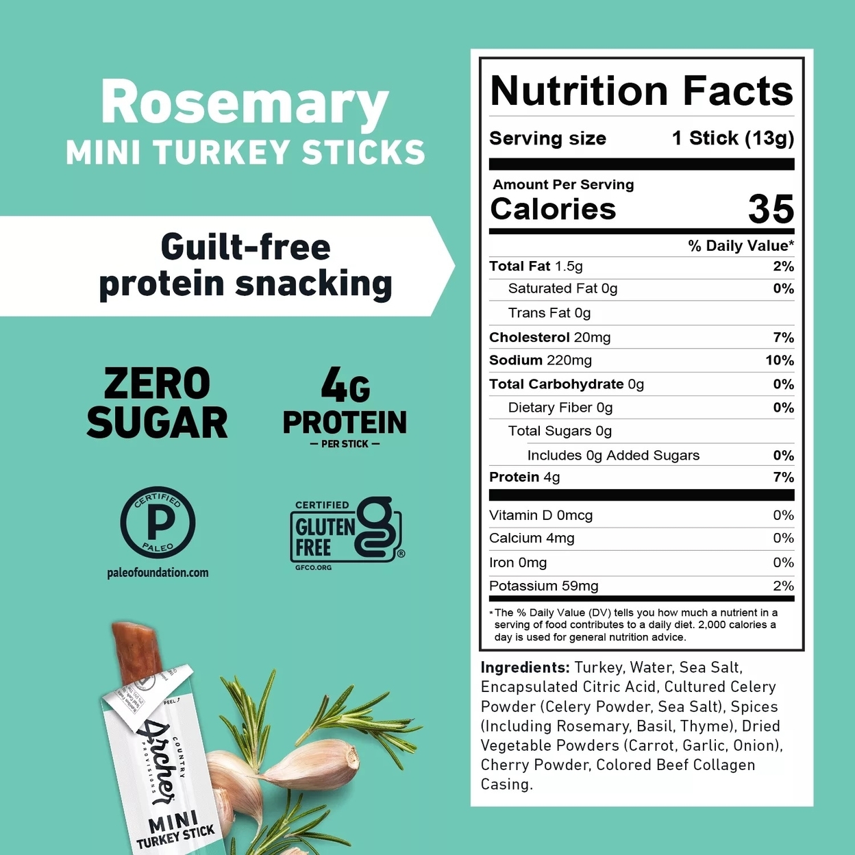 Country Archer Mini Rosemary Turkey Sticks  0.46 Ounce (Pack of 24) thumbnail