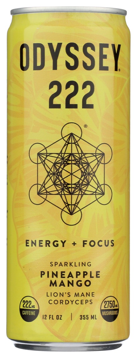 2-Pack ODYSSEY Sparkling Functional Energy Drink, Pineapple Mango 12 Fl Oz Can