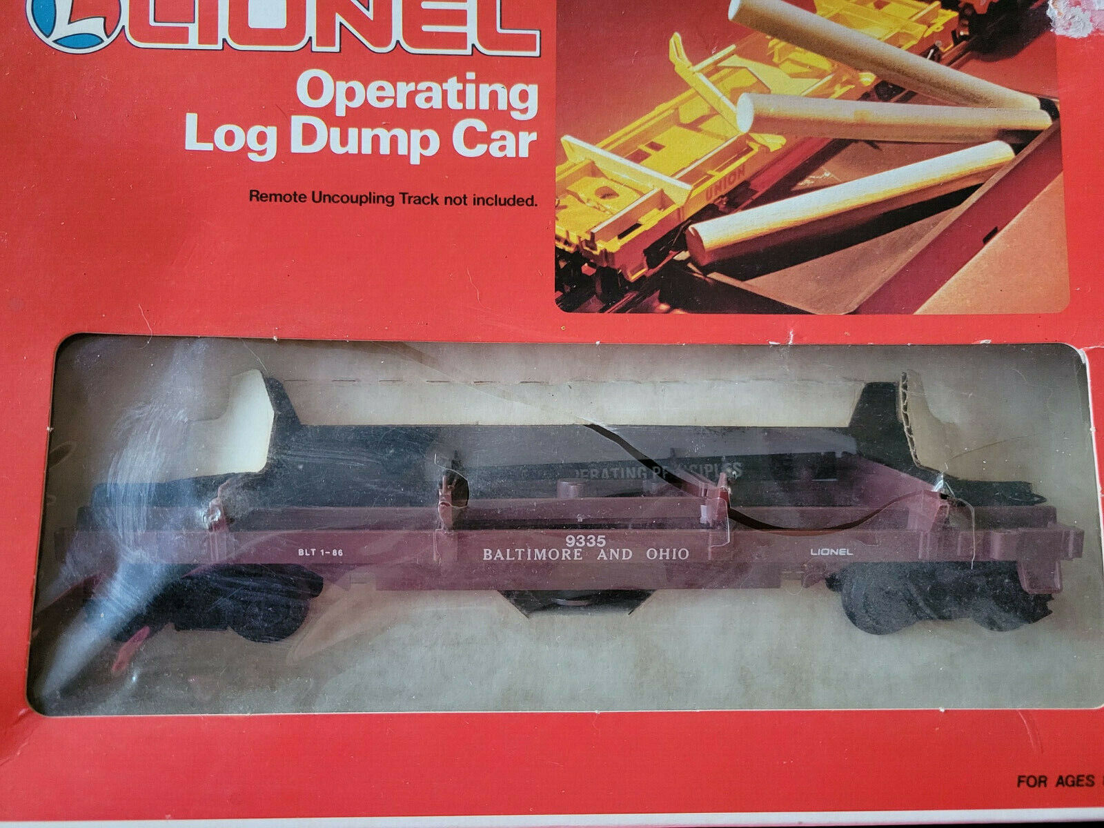 Lionel 6-9335 0/27 Gauge BALTIMORE and OHIO B & O LOG DUMP CAR NIB ORIGINAL BOX