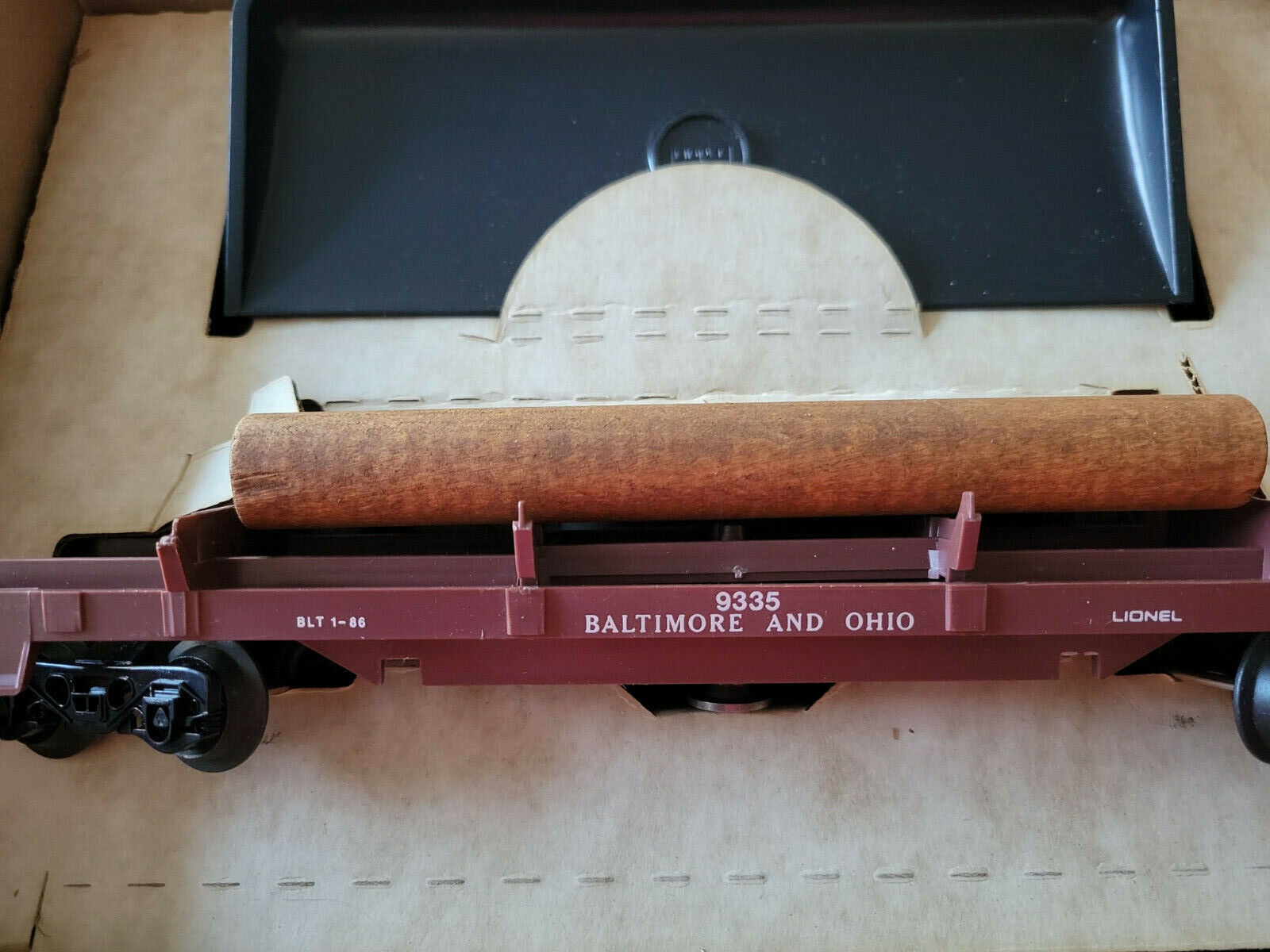 Lionel 6-9335 0/27 Gauge BALTIMORE and OHIO B & O LOG DUMP CAR NIB ORIGINAL BOX thumbnail