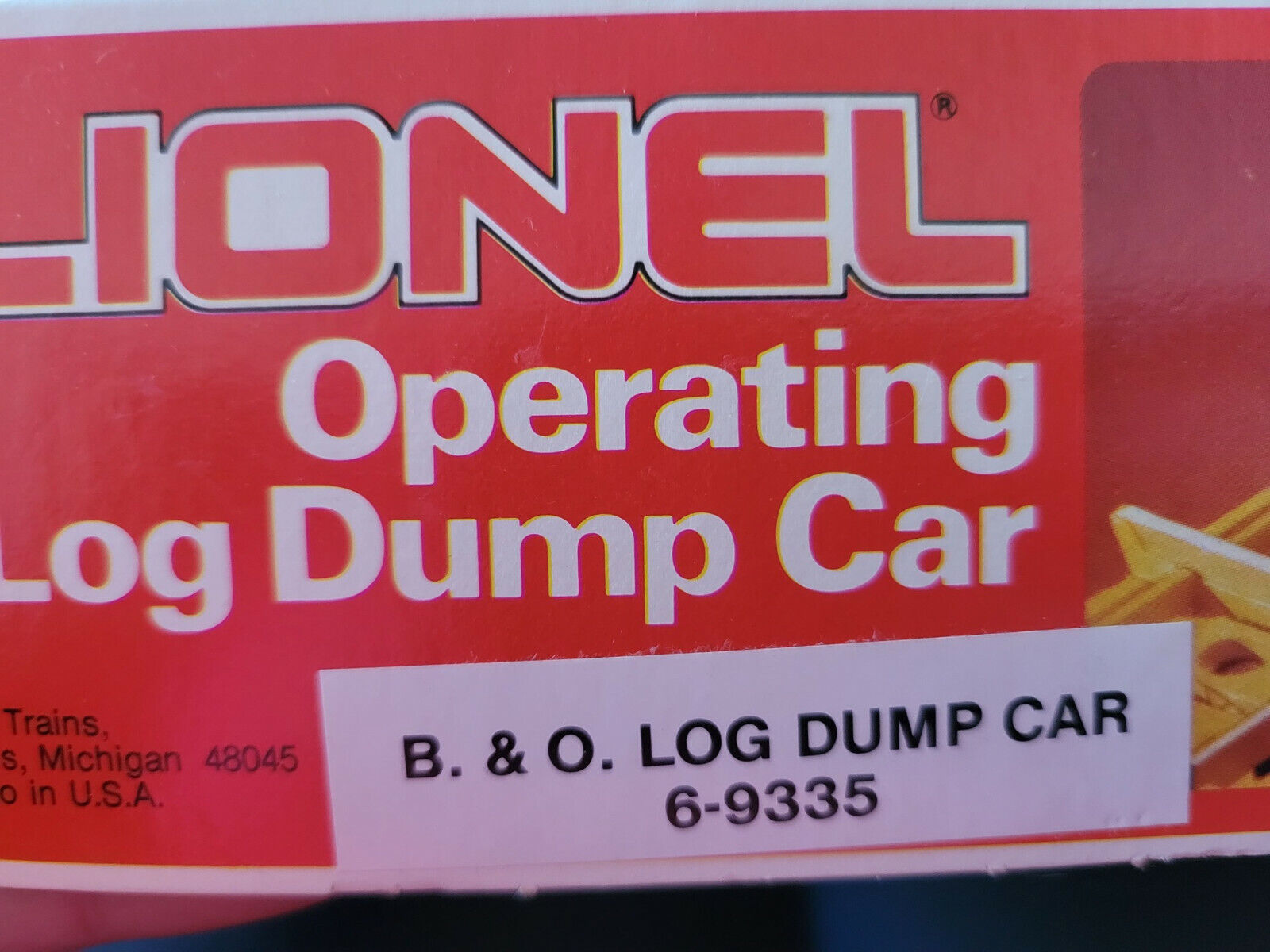 Lionel 6-9335 0/27 Gauge BALTIMORE and OHIO B & O LOG DUMP CAR NIB ORIGINAL BOX thumbnail
