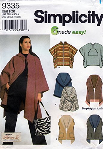 Simplicity Sewing Pattern 9335 C.2000 Misses Ponch and Wraps ONE SIZE - OOP