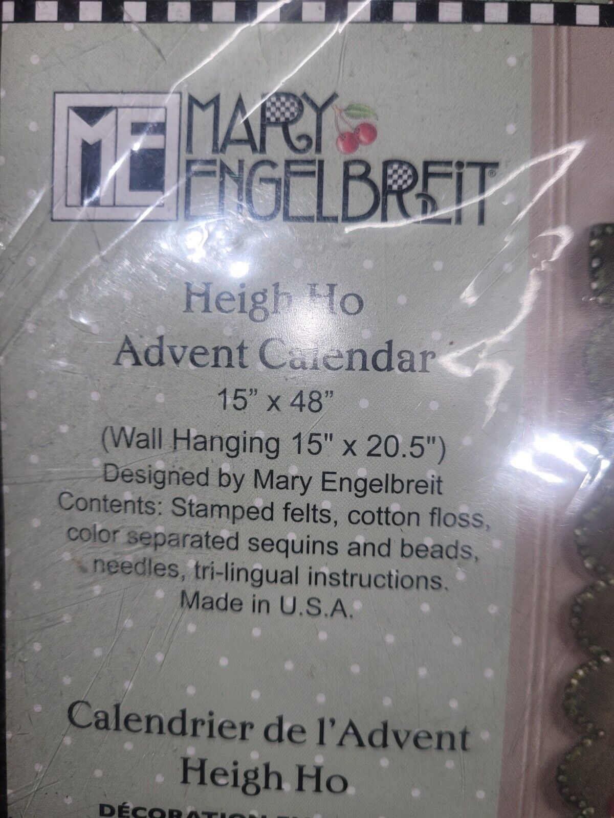 Bucilla Mary Engelbreit HEIGH HO SANTA Felt Christmas Advent Calendar Kit #86098 thumbnail