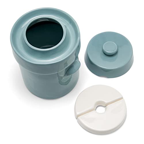 Zetilli Fermentation Crock Jar Sauerkraut Crock -for Onggi Kimchi Pot (1.3 Gallon) Ceramic Fermenting Crock with Glazed Weights for Fresh Chinese Pick