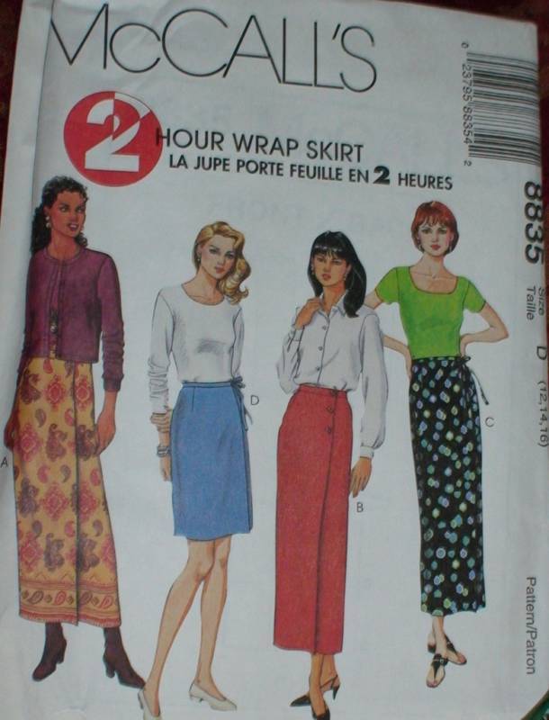 8835 Vintage McCalls SEWING Pattern Misses 2HR Wrap Skirt Summer Spring UNCUT