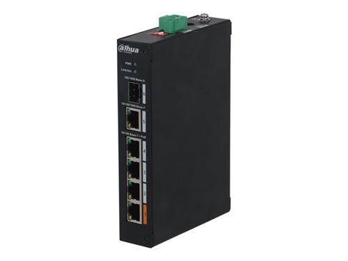 Dahua PFS3106-4ET-60-V2 - Switch - Onbeheerd - 4 X 10/100 (PoE) + 1 X Gigabit SFP + 1 X 10/100/1000 - Desktop - PoE (60 W)