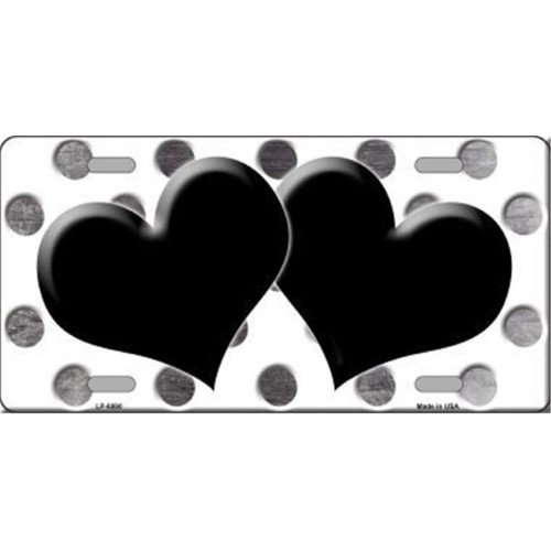 Smart Blonde LP-6990 Black White Dots Hearts Oil Rubbed Metal Novelty License Plate