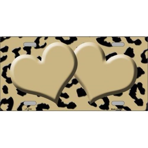 Smart Blonde LP-4542 Gold Black Cheetah with Gold Center Hearts Metal Novelty License Plate