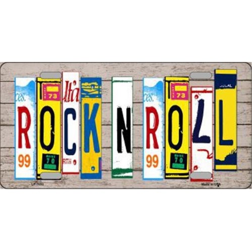 Smart Blonde LP-7950 Rock N Roll Wood License Plate Art Novelty Metal License Plate