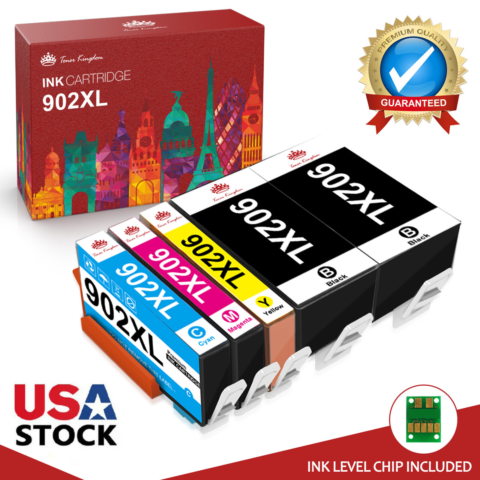 5pk 902XL 902 XL Black Color Ink for HP OfficeJet Pro 6960 6968 6970 6971 6974