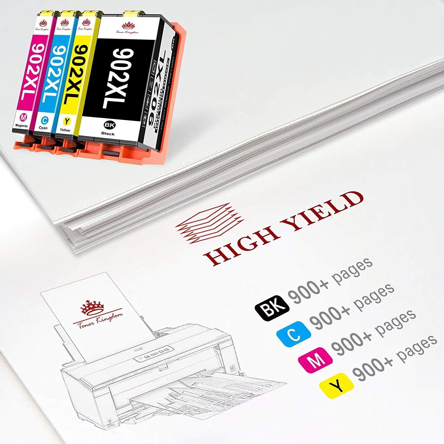 5pk 902XL 902 XL Black Color Ink for HP OfficeJet Pro 6960 6968 6970 6971 6974 thumbnail
