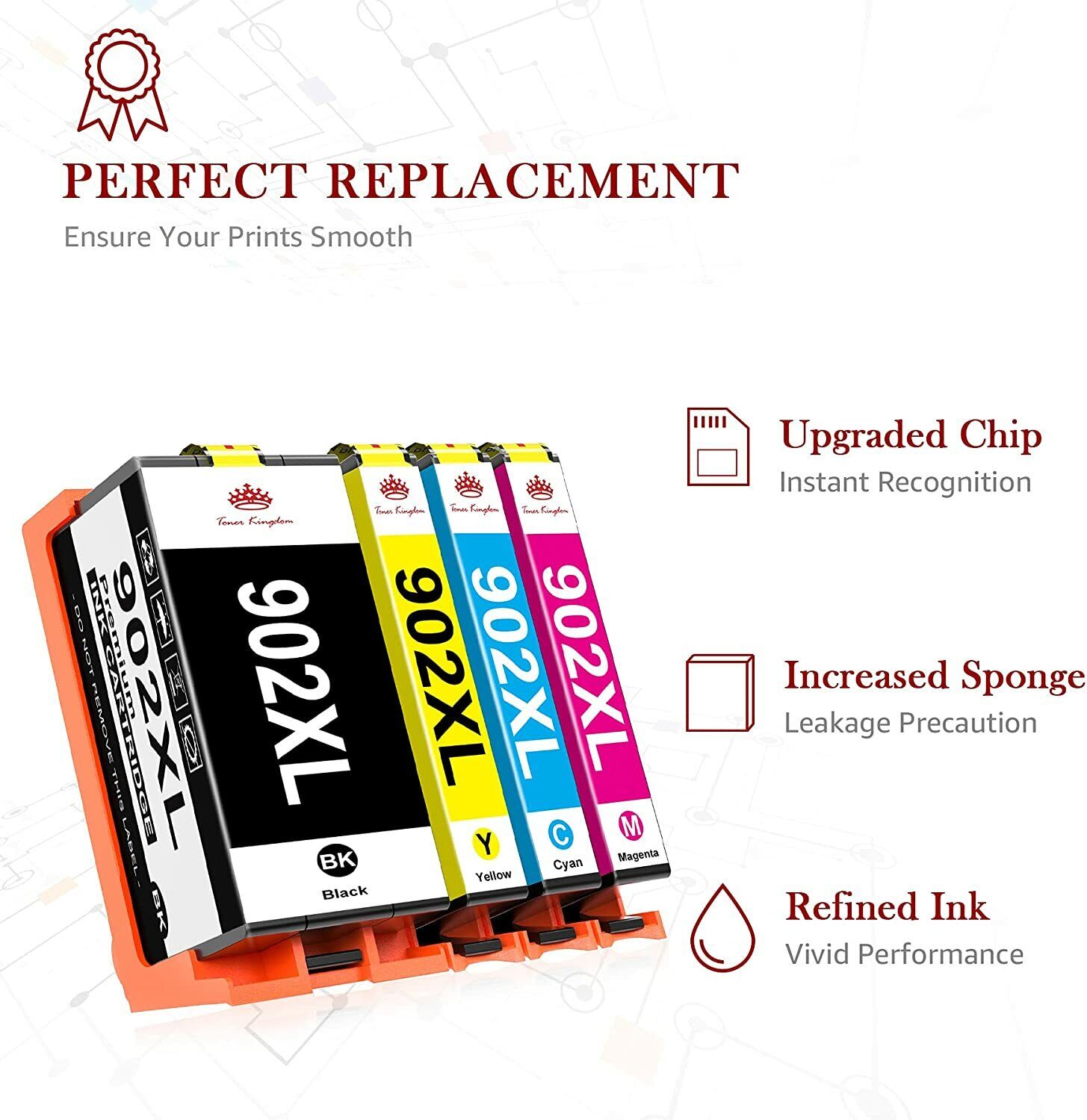 5pk 902XL 902 XL Black Color Ink for HP OfficeJet Pro 6960 6968 6970 6971 6974 thumbnail