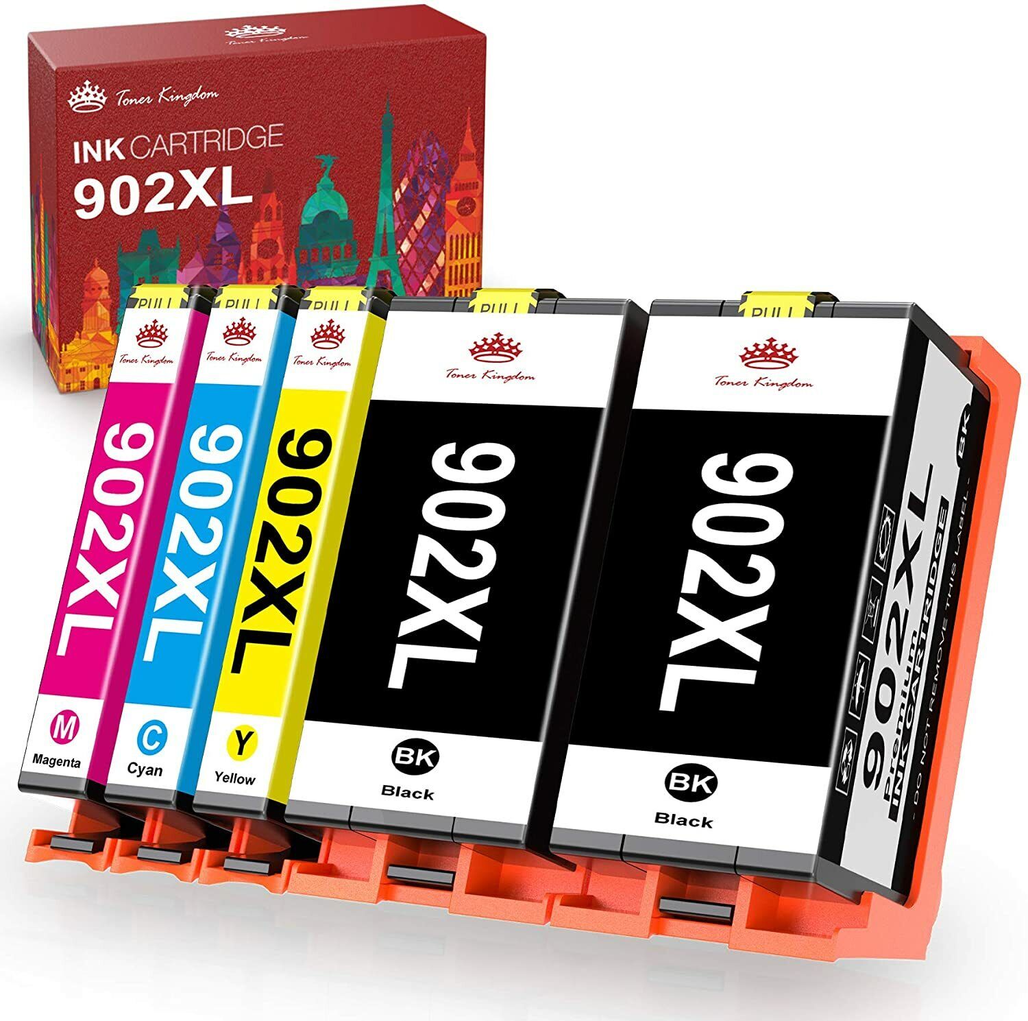 5pk 902XL 902 XL Black Color Ink for HP OfficeJet Pro 6960 6968 6970 6971 6974 thumbnail