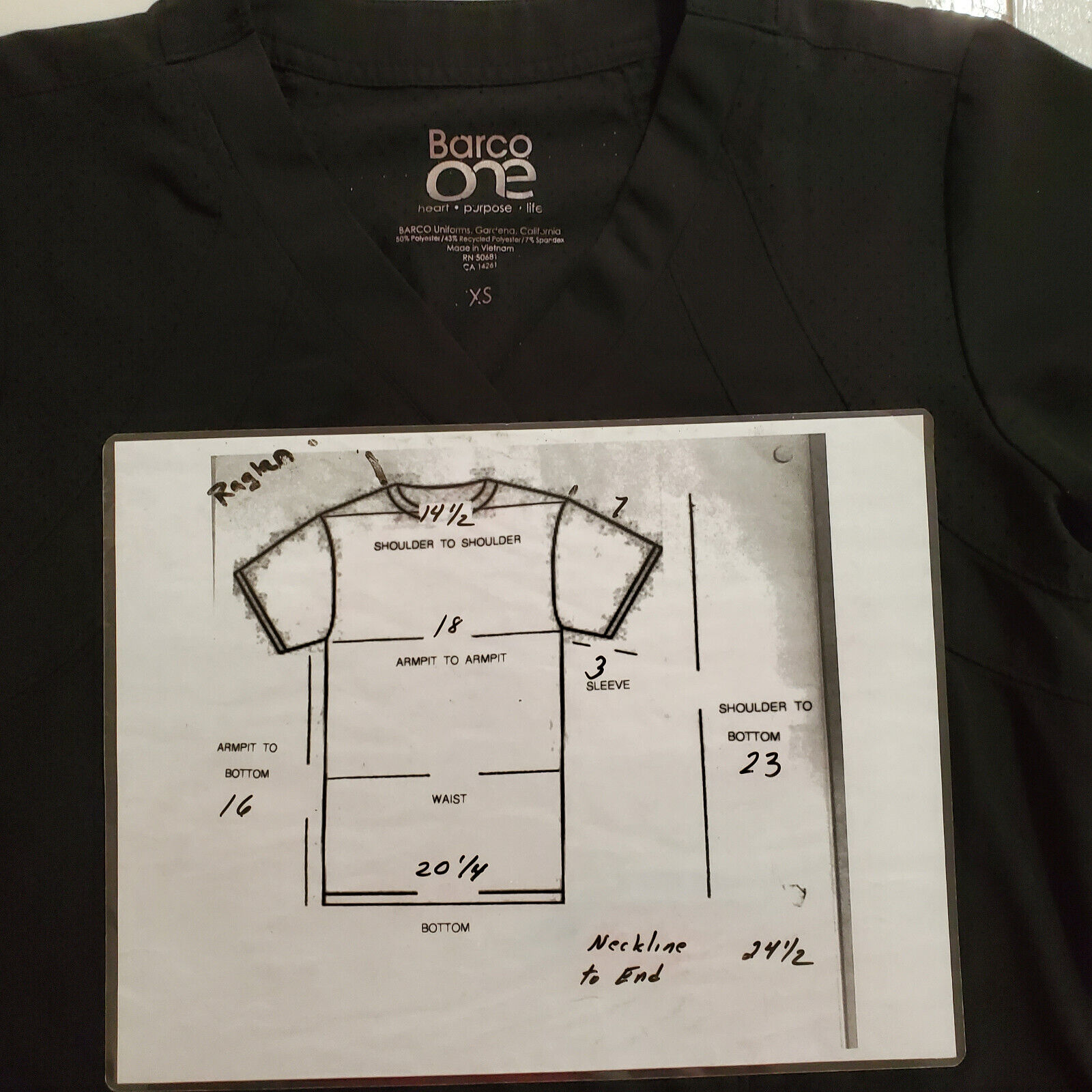 Barco One RACER ~ Women XS ~Style# 5105 Black V-Neck Stretch 4-Pocket Scrub Top thumbnail