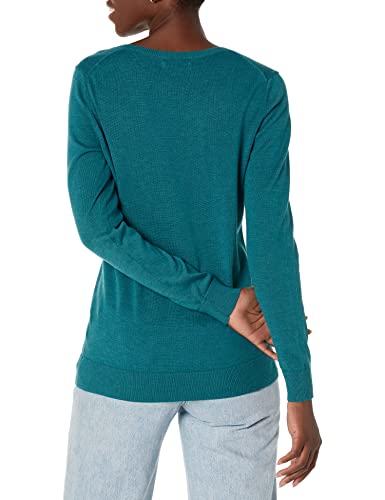 Amazon Essentials Women's Classic-Fit Lightweight Long-Sleeve V-Neck Sweater (Available in Plus Size), Teal Blue Heather, Small thumbnail