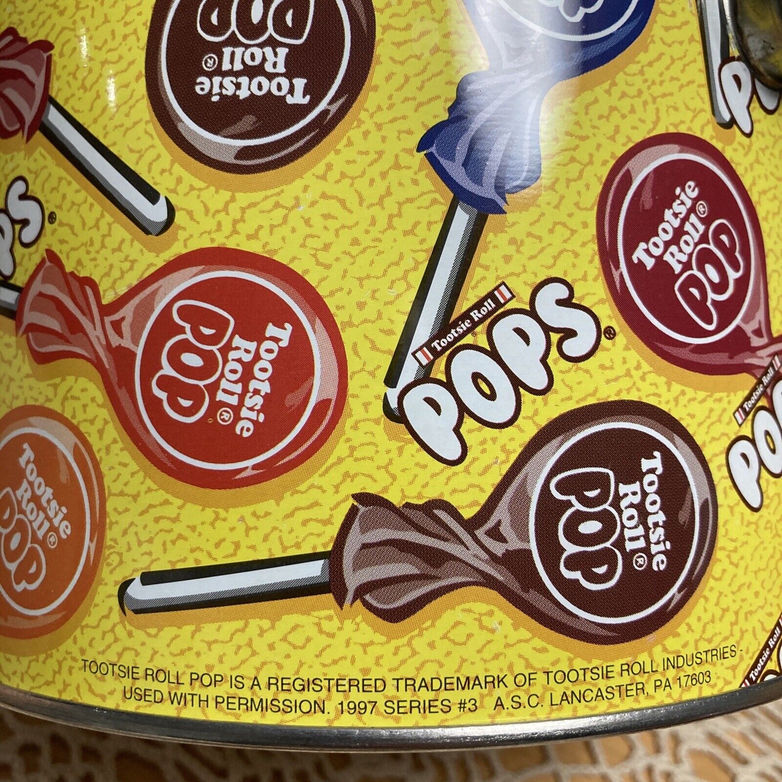 Limited  Edition: Tootsie Roll Pop Tin Can Metal Pail Handle Candy  1997 Series3 thumbnail