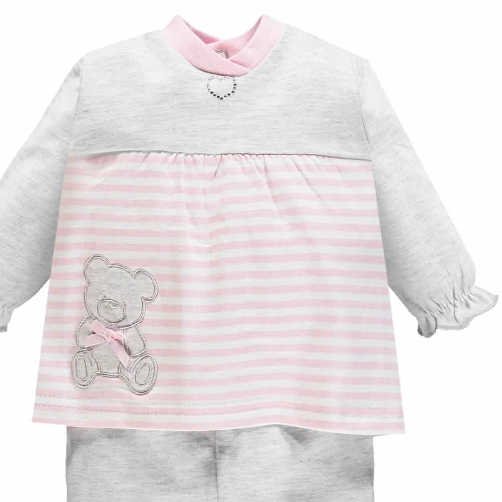 Completo Neonata Lungo Primaverile 4807 Ellepi Bianco Rosa thumbnail