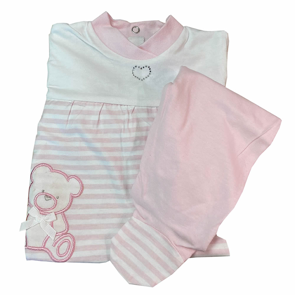 Completo Neonata Lungo Primaverile 4807 Ellepi Bianco Rosa thumbnail