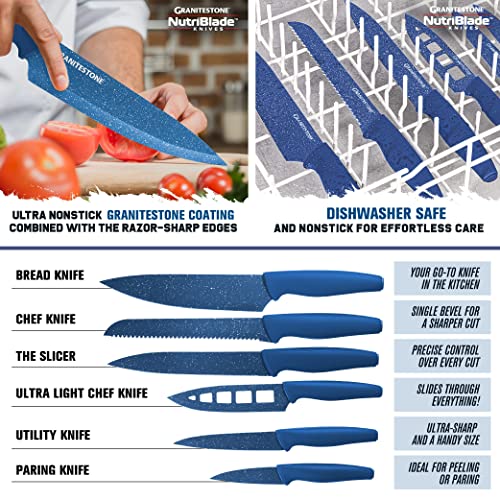 Granitestone 17 Piece Complete Nonstick Cookware Set - Includes 10 Piece Pots and Pans Set + 6 Piece Knife Set and 1 Cutting Board, 100% PFOA Free, St thumbnail