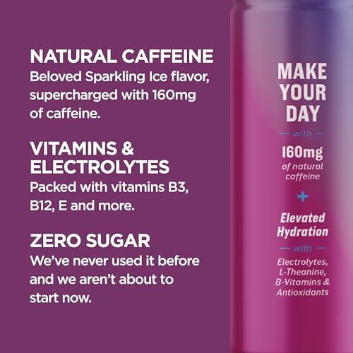 Sparkling Ice +ENERGY Berry Blast Sparkling Water. Energy Drinks with Vitamins & Electrolytes, Zero Sugar, 12 Fl Oz Cans (Pack of 12) thumbnail