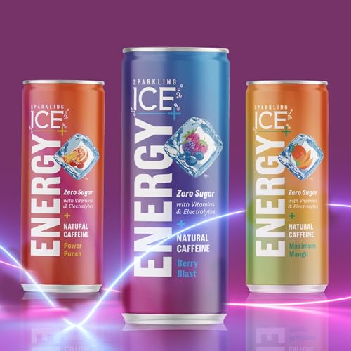 Sparkling Ice +ENERGY Berry Blast Sparkling Water. Energy Drinks with Vitamins & Electrolytes, Zero Sugar, 12 Fl Oz Cans (Pack of 12) thumbnail