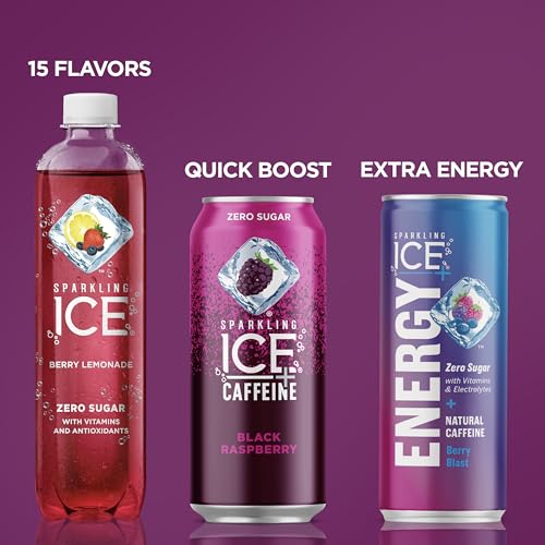 Sparkling Ice +ENERGY Berry Blast Sparkling Water. Energy Drinks with Vitamins & Electrolytes, Zero Sugar, 12 Fl Oz Cans (Pack of 12) thumbnail