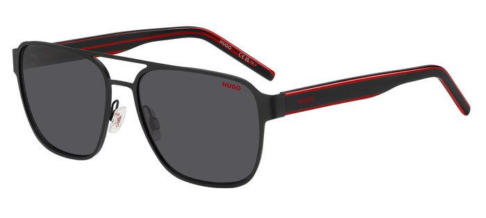 Hugo, Sunglasses, Male, Black, 57 MM, Black Red/Grey Sunglasses
