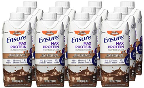 Ensure Max Protein Shake  30g Protein  Milk Chocolate with Caffeine  11 Fl Oz  12 Pack thumbnail