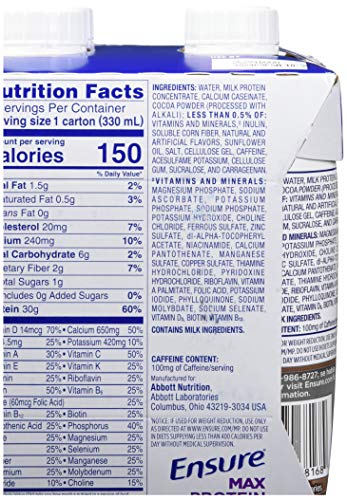 Ensure Max Protein Shake  30g Protein  Milk Chocolate with Caffeine  11 Fl Oz  12 Pack thumbnail