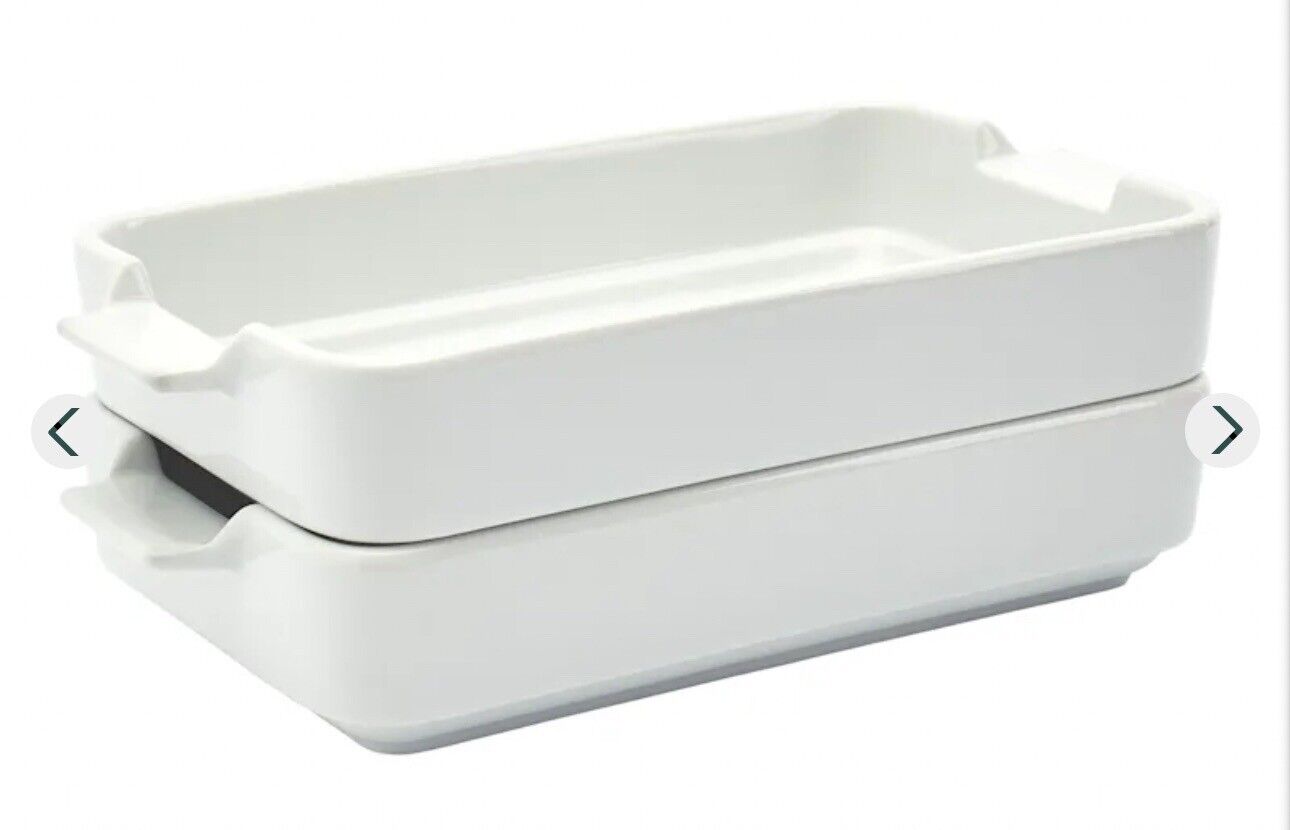 2pc Stoneware Rectangle Baking Dish Set Cream - Figmint™: Bakeware, Kitchen Essentials, Freezer & Microwave Safe Missing one dish