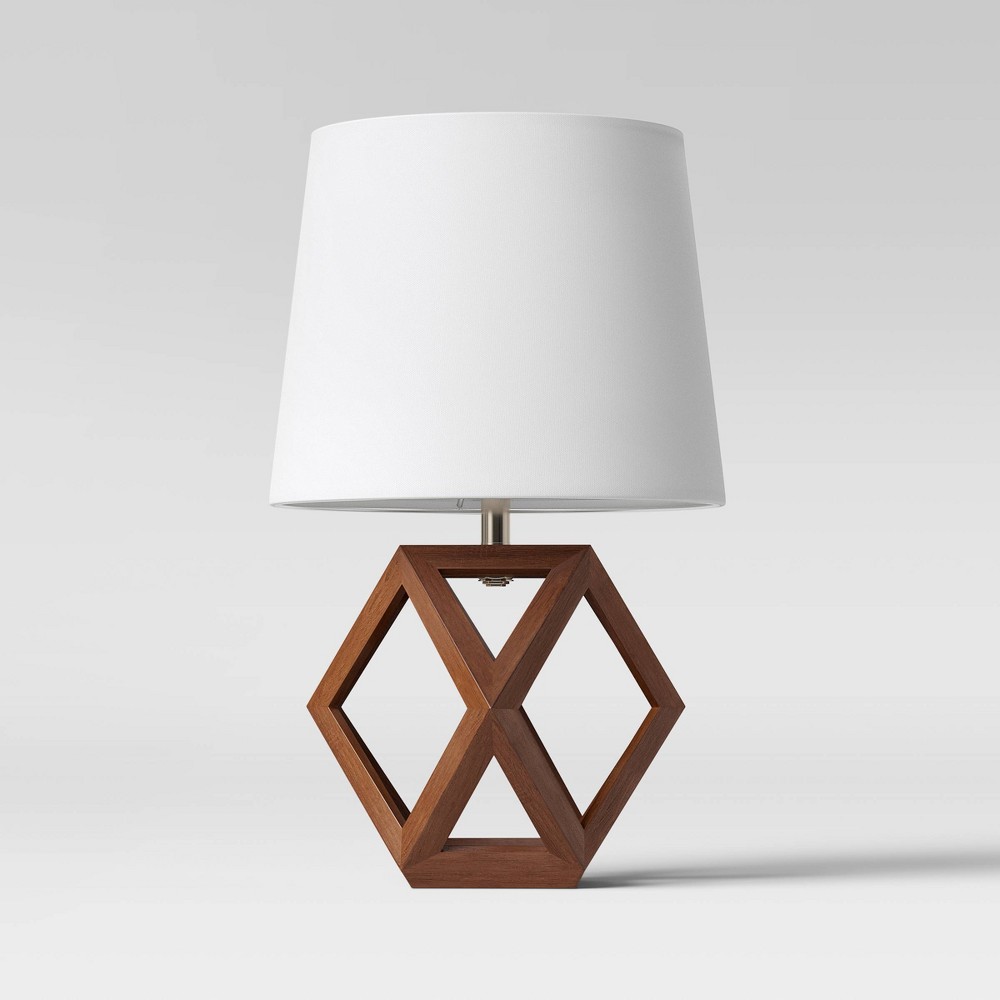 Geometric Wood Figural Accent Lamp Brown Lamp Only - Threshold