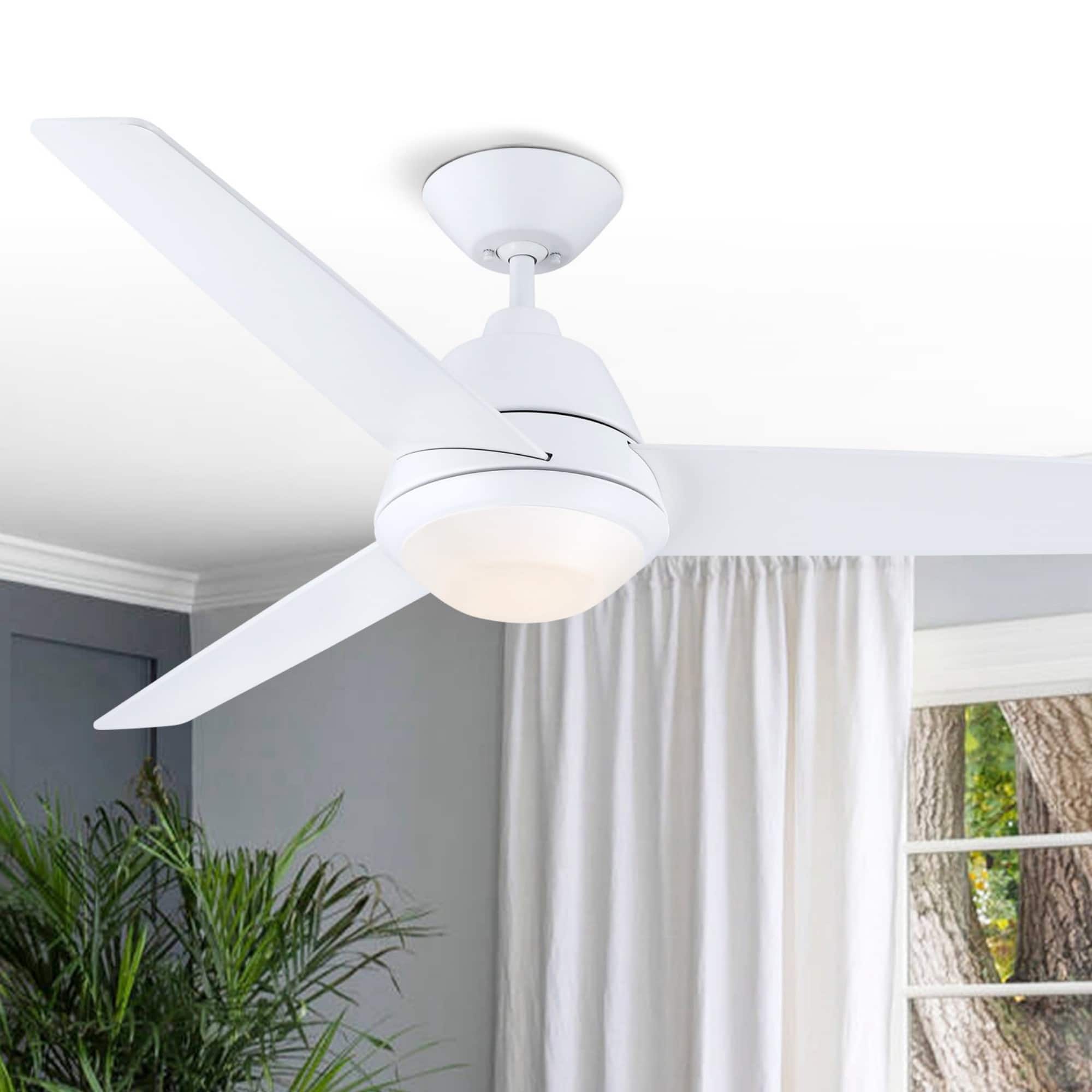 Parrot Uncle 52-inch White 3-Blade LED Ceiling Fan with Light and Wall Control Matte Black with Grey thumbnail