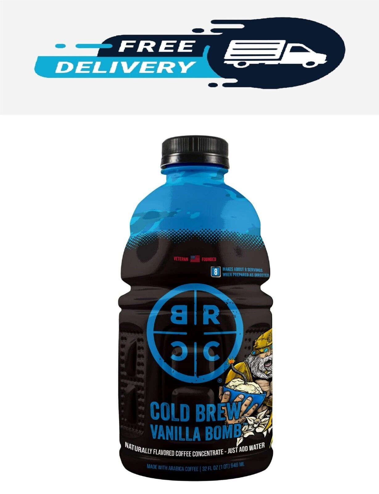 Black Rifle Coffee Company Vanilla Bomb Cold Brew Iced Flavored Coffee Concentrate Drink for Instant Energy  32 Oz