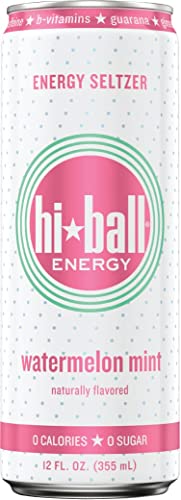 Hiball Energy Seltzer Water, Caffeinated Sparkling Water Made with Vitamin B12 and Vitamin B6, Sugar Free (4 Pack of 12 Fl Oz), Watermelon Mint thumbnail