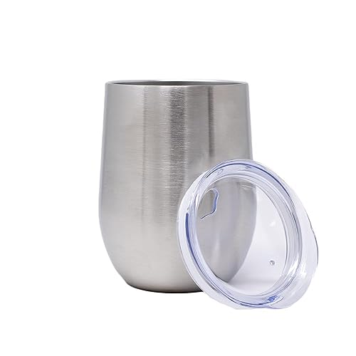 Counter Culture DIY 12oz Wine Glass Stainless Steel Tumbler with Lid, Double Wall Vacuum Insulated Reusable Cup for Hot & Cold Drinks, Coffee, Tea and